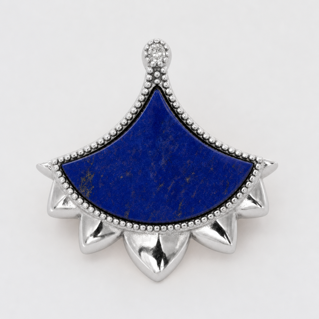 Dôme lapis single motif brooch in rhodium plated sterling silver | Cirque D'Or Canada USA