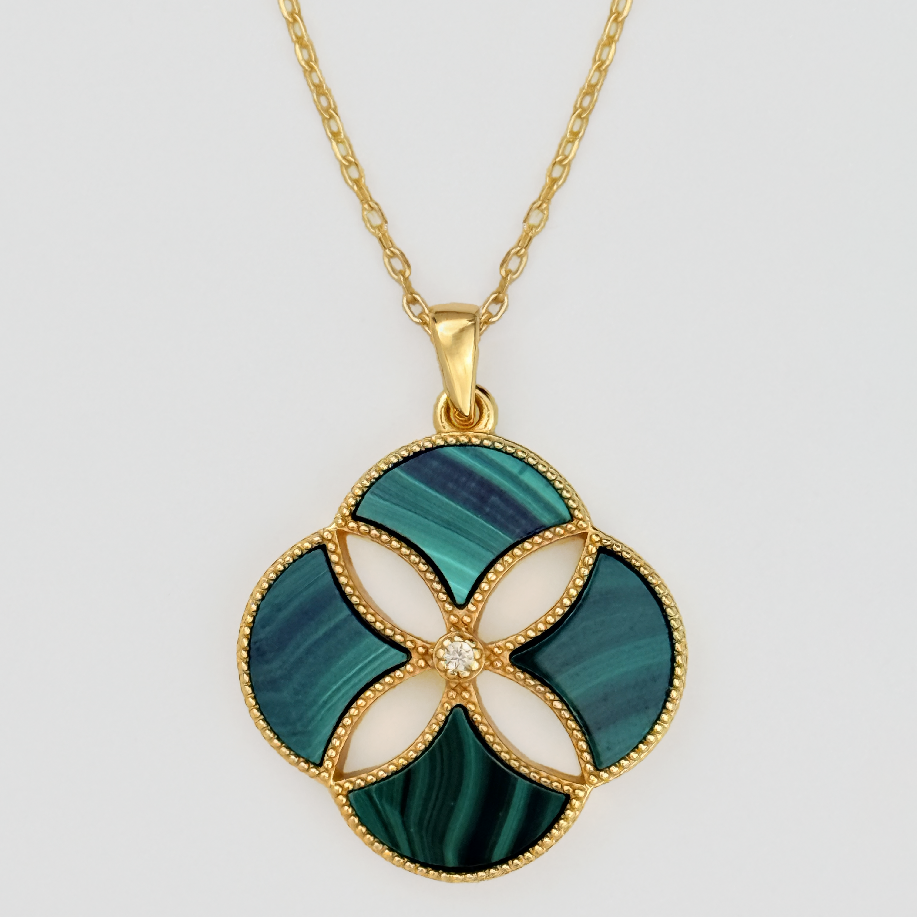 Dôme Malachite 4 Motif Pendant Plated in Vermeil | Cirque D'Or Canada USA