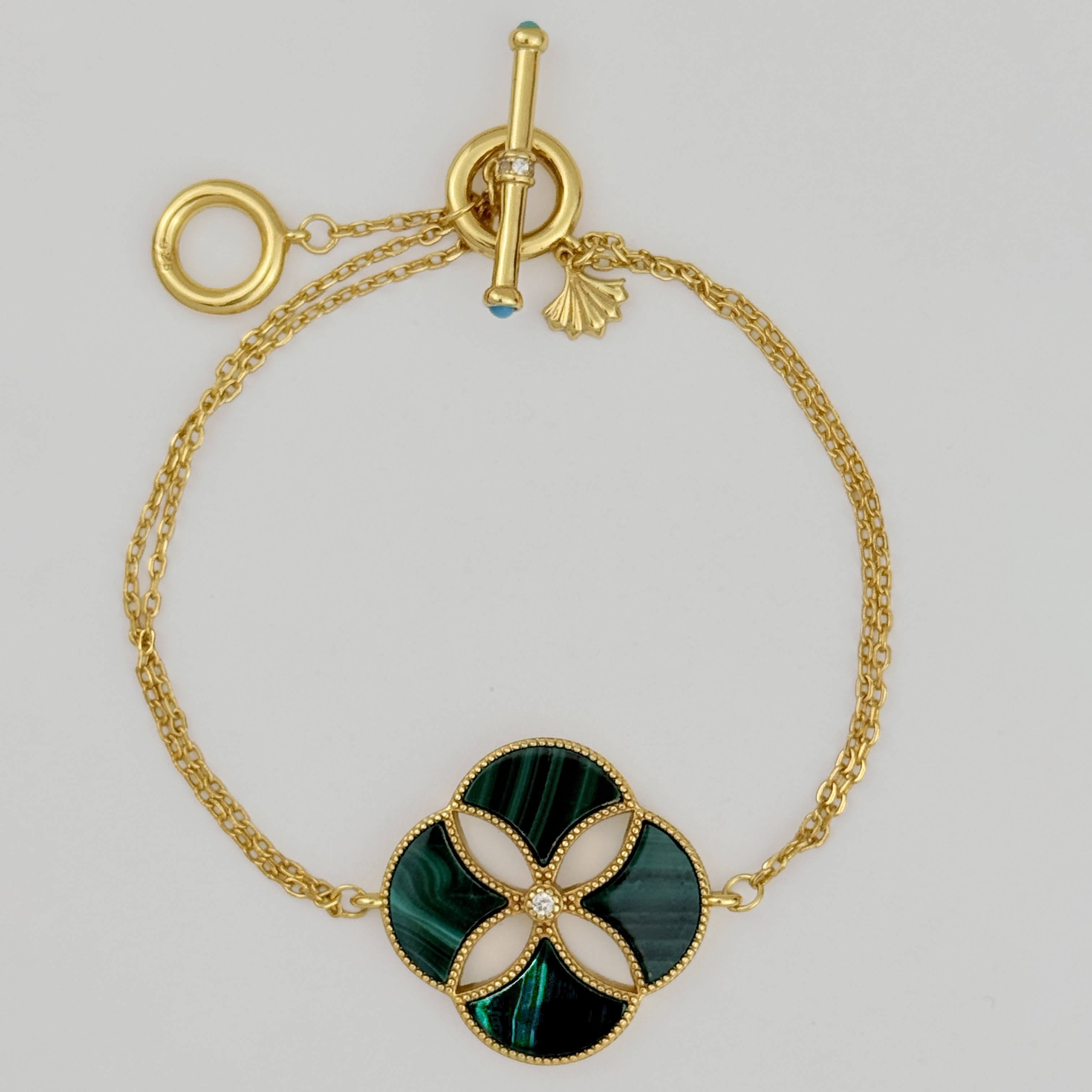 Dôme Malachite Statement 4 Motif Bracelet Plated in Gold Vermeil | Cirque D'Or Canada USA