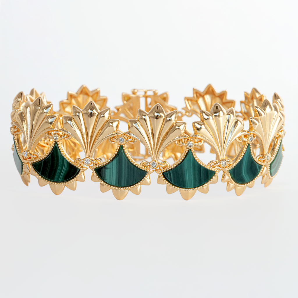 Dôme Malachite Statement Eternity Motif Bracelet Plated in Vermeil | Cirque D'Or Canada USA