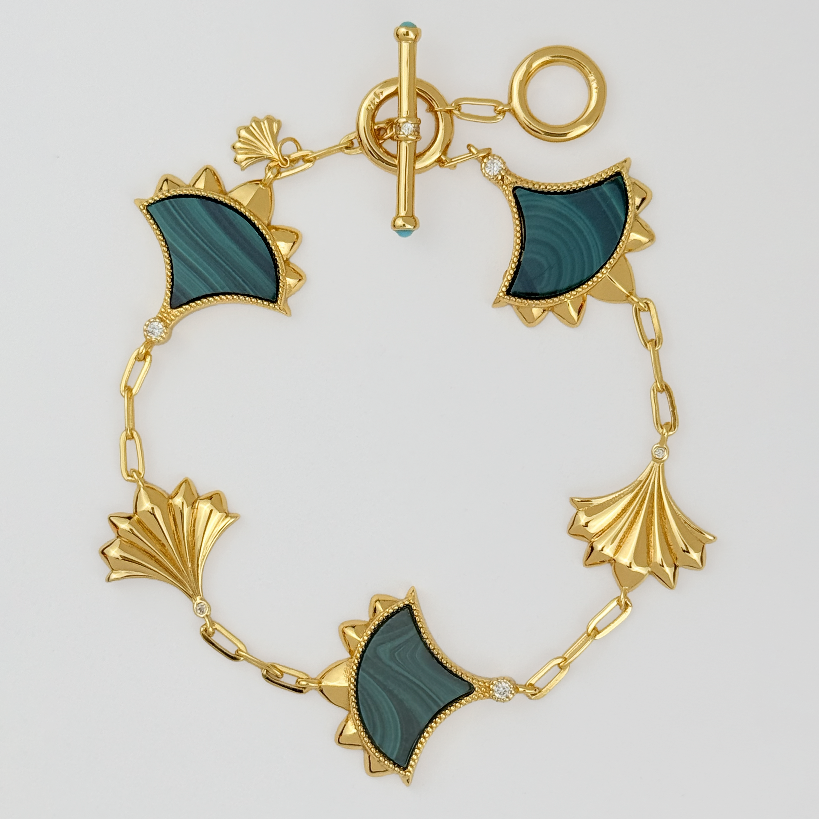 Dôme Gemstone Statement Multi Motif Malachite Bracelet Plated in Vermeil | Cirque D'Or Canada USA