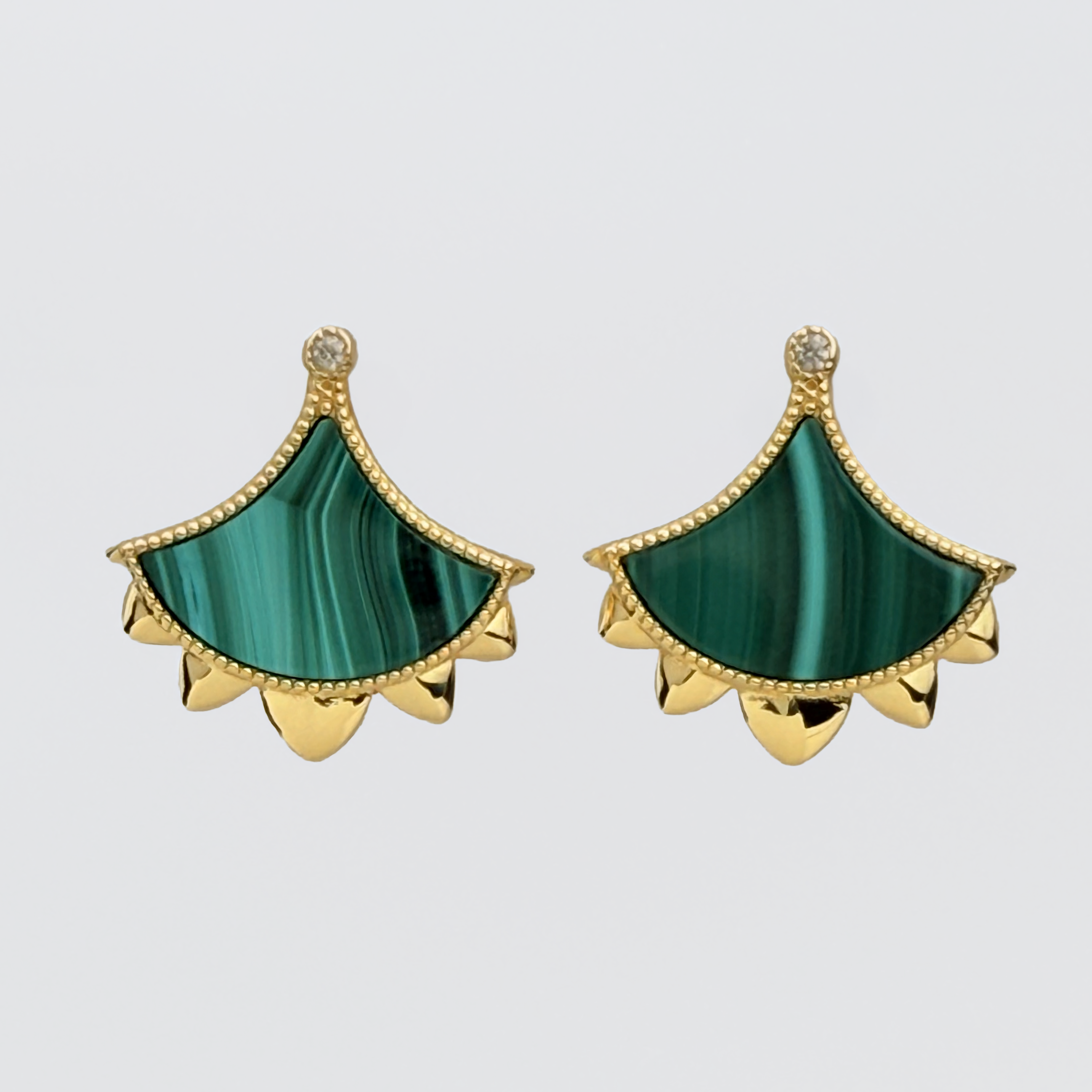 Dôme Malachite Statement Single Motif Earrings Plated in Gold Vermeil | Cirque D'Or Canada USA