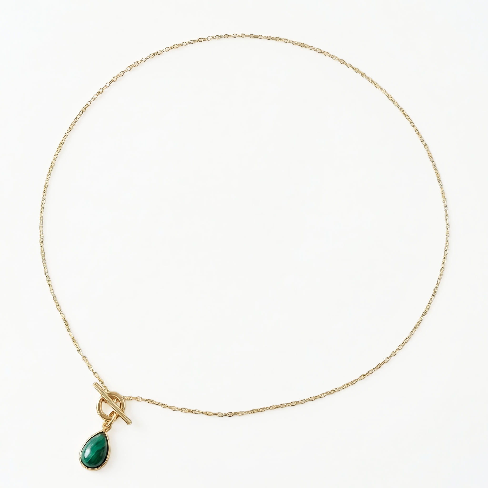 Tempo Anchor malachite toggle necklace in 18kt gold vermeil with pear-cut natural malachite | Cirque D'Or