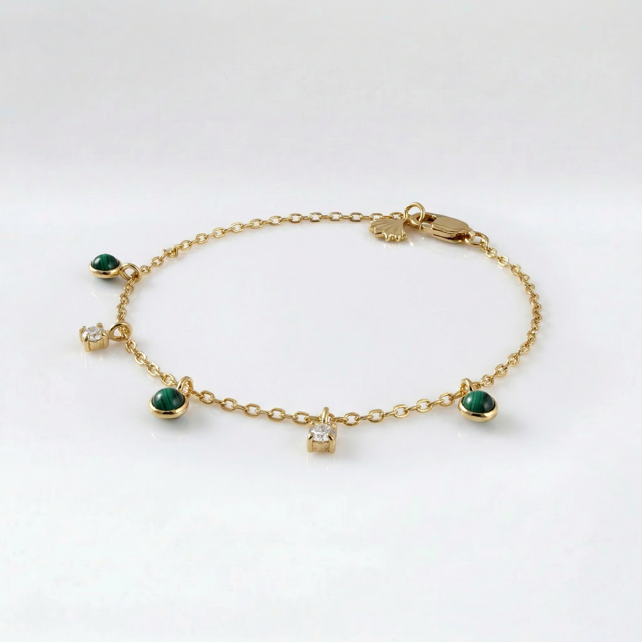 Tempo Alternance malachite and zircon bracelet in 18kt gold vermeil | Cirque D'Or Canada USA