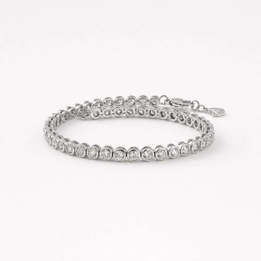 Tempo Cadence Zircon Bracelet in Rhodium-Plated Sterling Silver featuring a full eternity row of brilliant zircon stones | Cirque D'Or Canada USA