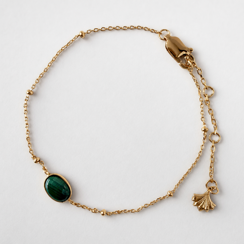 Tempo Interval malachite bracelet in 18kt gold vermeil over sterling silver | Cirque D'Or Canada USA