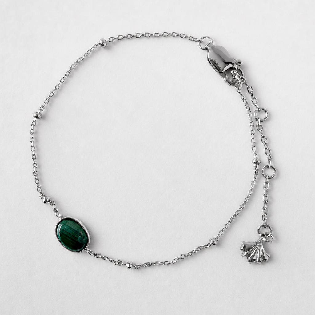 Tempo Interval malachite bracelet in rhodium-plated sterling silver | Cirque D'Or Canada USA