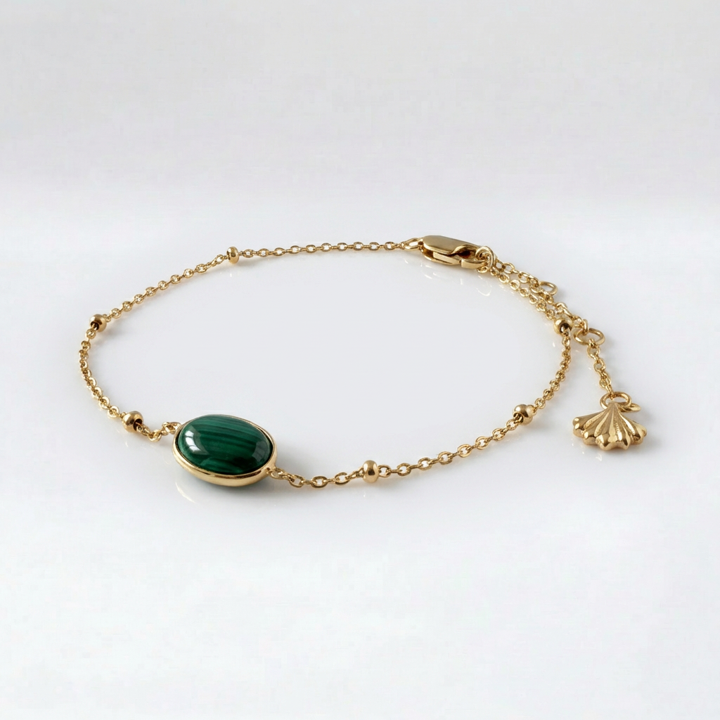 Tempo Interval malachite bracelet in 18kt gold vermeil over sterling silver | Cirque D'Or Canada USA