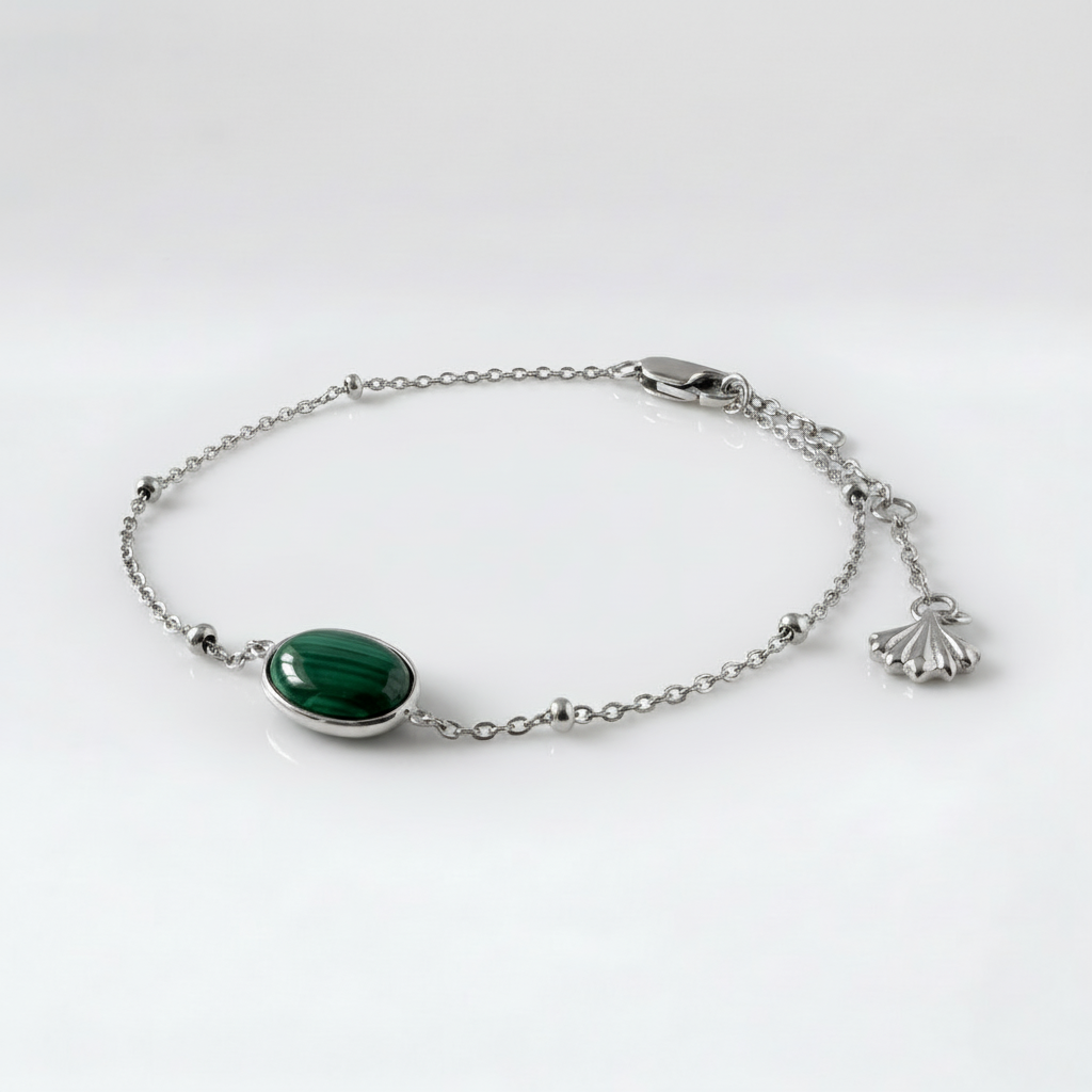Tempo Interval malachite bracelet in rhodium-plated sterling silver | Cirque D'Or Canada USA
