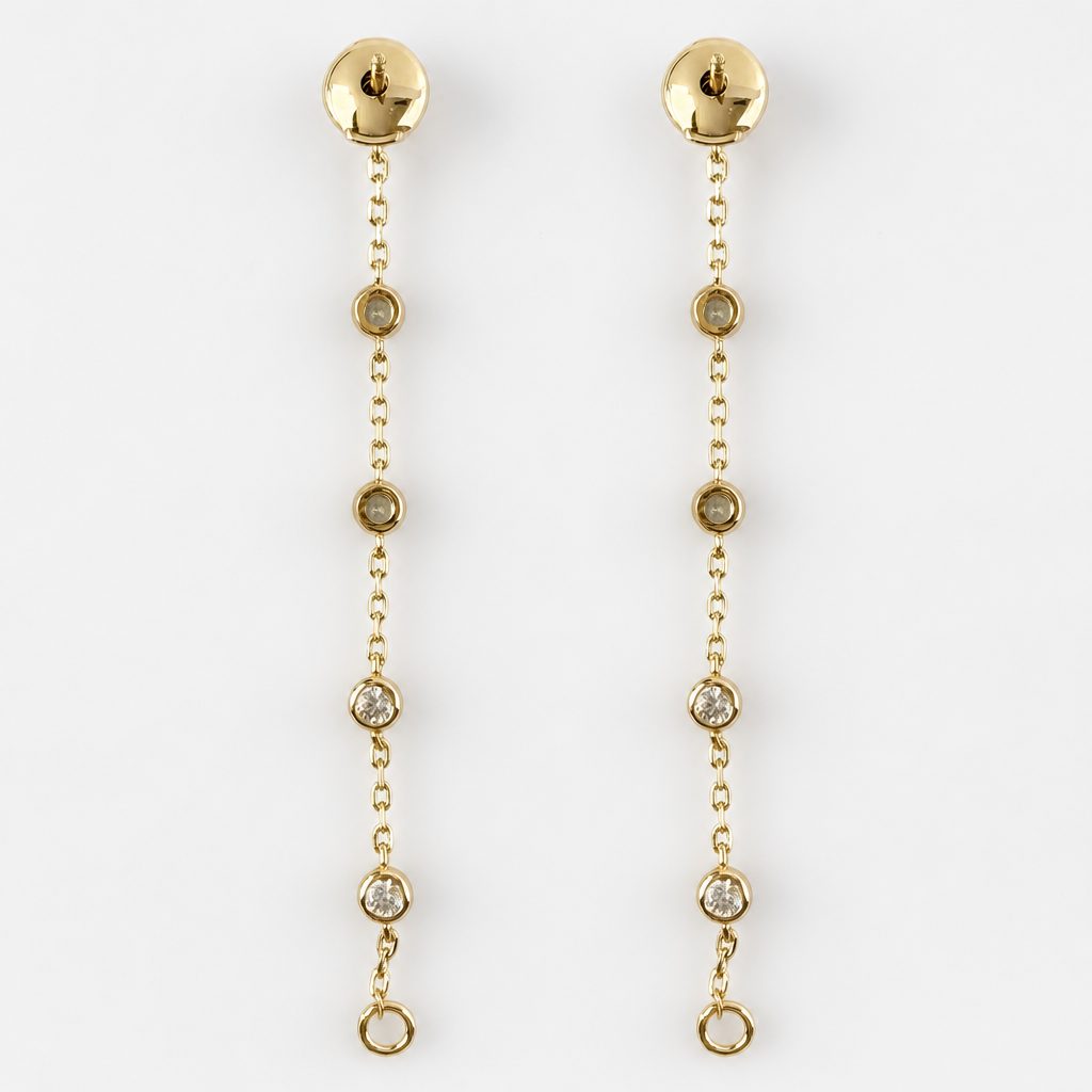 Tempo Line Zircon Stud Earrings in 18kt Gold Vermeil over Sterling Silver with secure post and butterfly backs | Cirque D'Or Canada USA