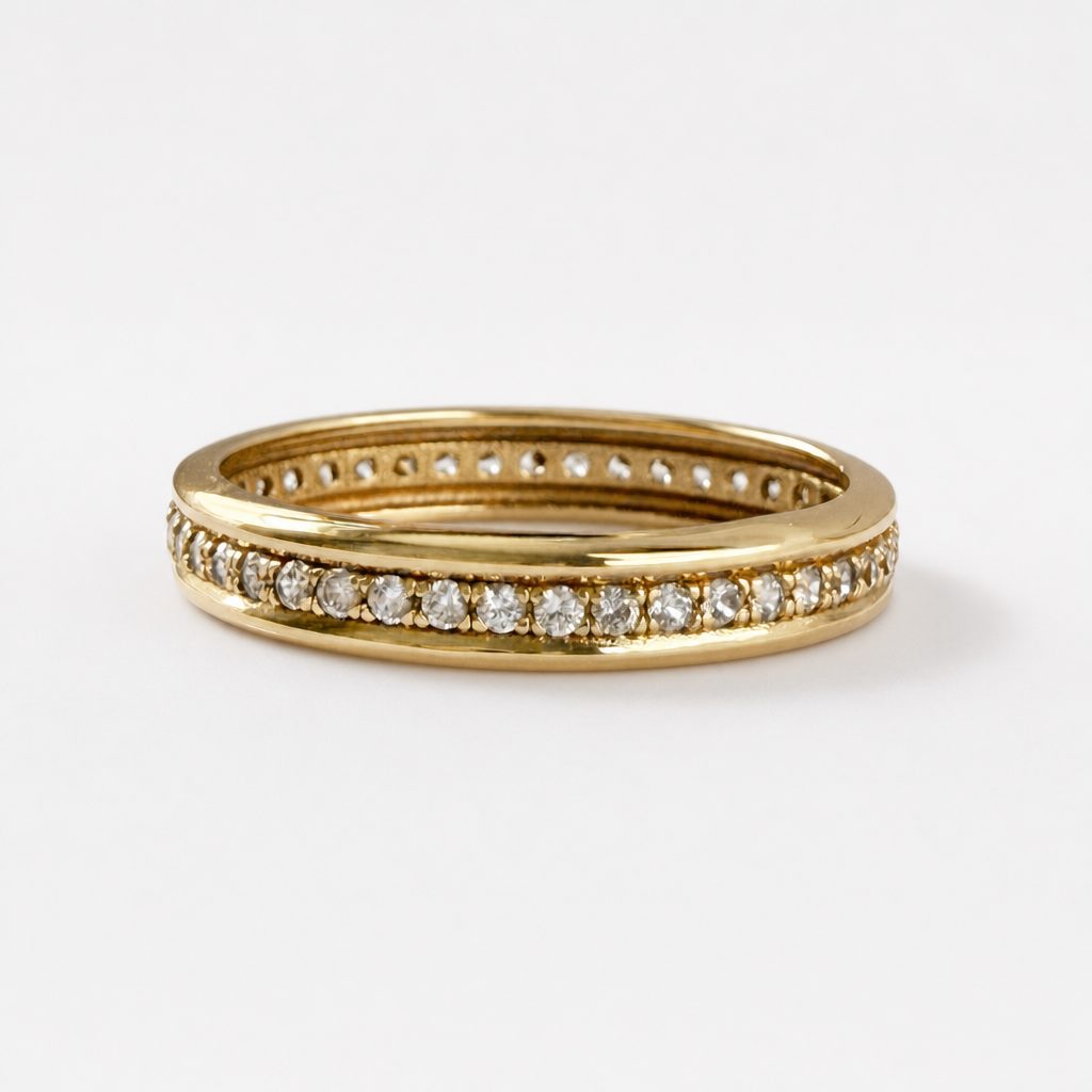 Zircon band ring in 18kt gold vermeil over sterling silver, displayed on neutral background | Cirque D'Or Canada USA