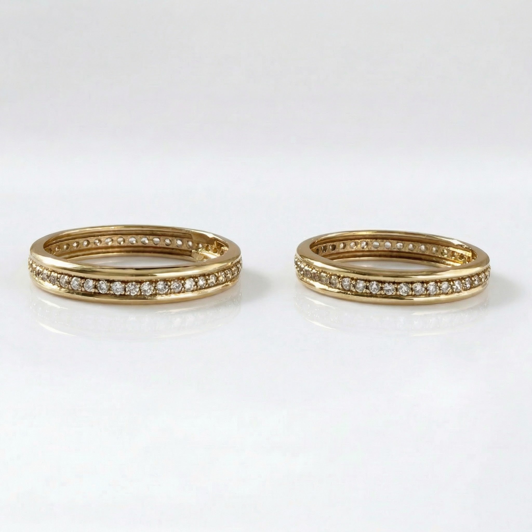 Tempo Accord Pavé zircon band rings in 18kt gold vermeil over sterling silver, his and hers design | Cirque D'Or Canada USA