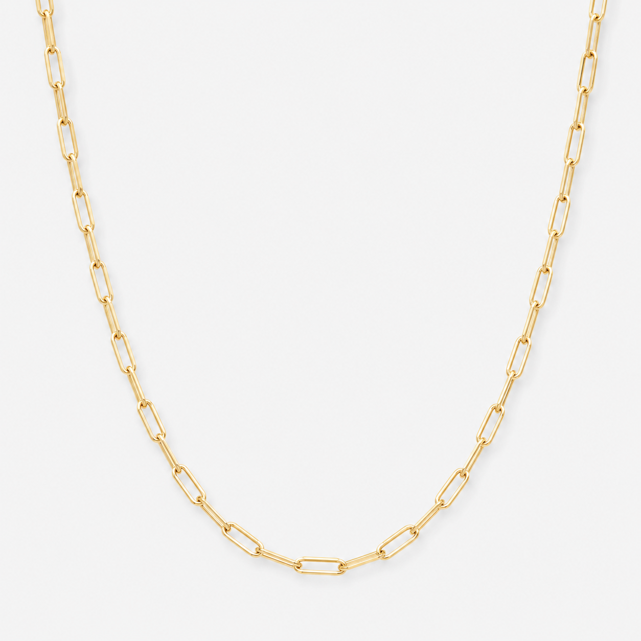Close-up of Tempo Sequence paperclip chain necklace showcasing elongated sculptural links | Cirque D'Or Canada USA