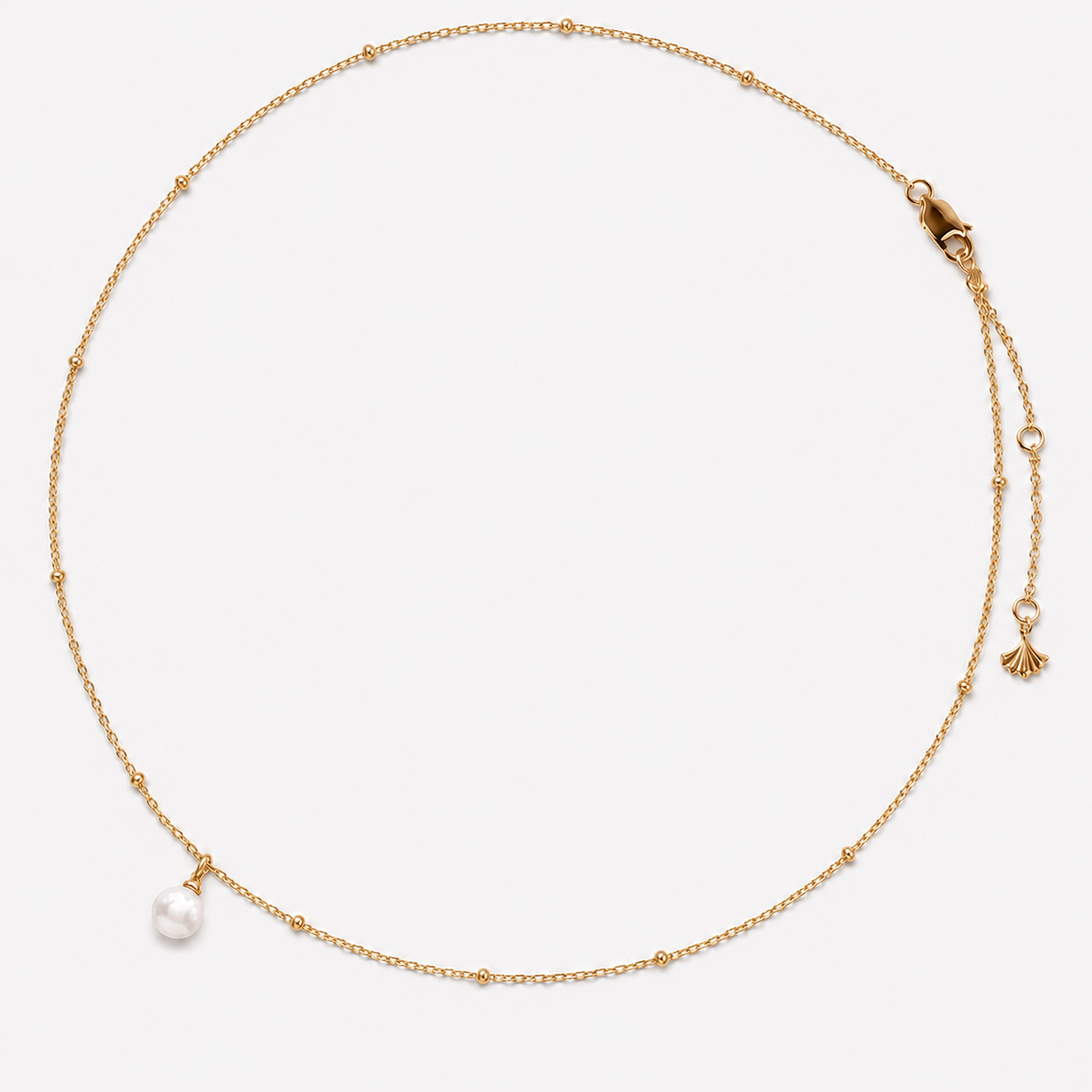 Tempo Solo Freshwater Pearl Necklace in 18kt gold vermeil over sterling silver with delicate beaded chain | Cirque D'Or Canada USA