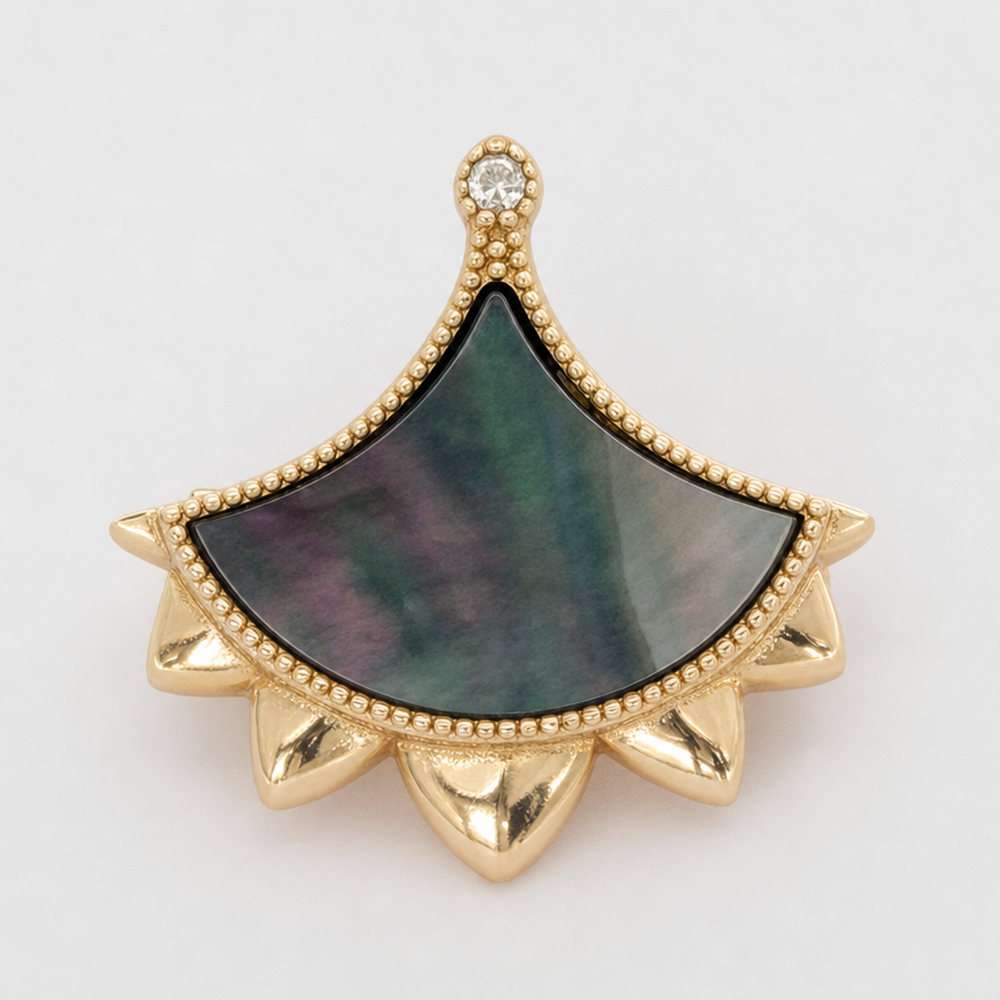 Dôme black mother of pearl single motif brooch in 18kt gold vermeil over sterling silver | Cirque D'Or Canada USA