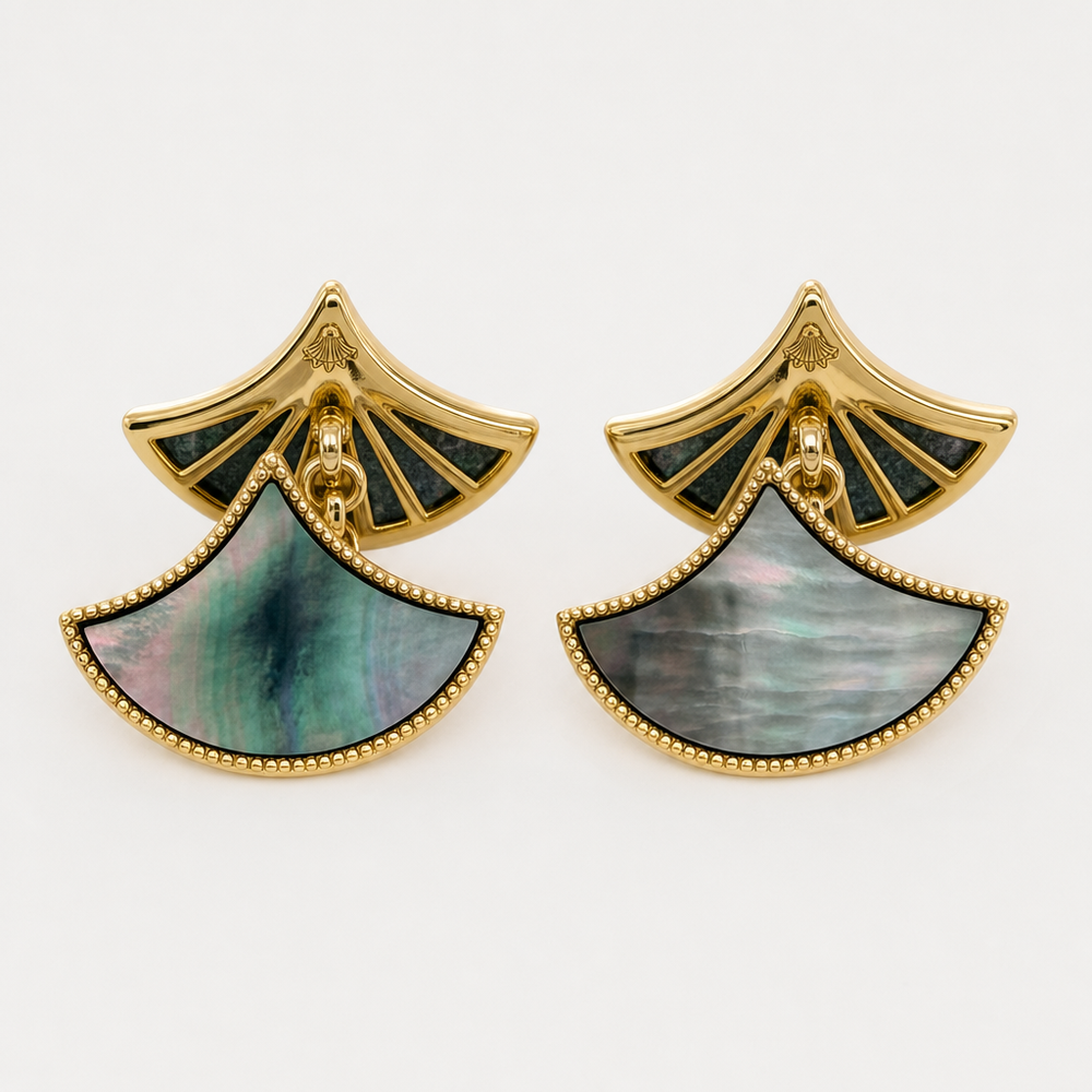 Dôme Black Mother of Pearl double motif cufflinks in 18kt gold vermeil over sterling silver | Cirque D'Or Canada USA