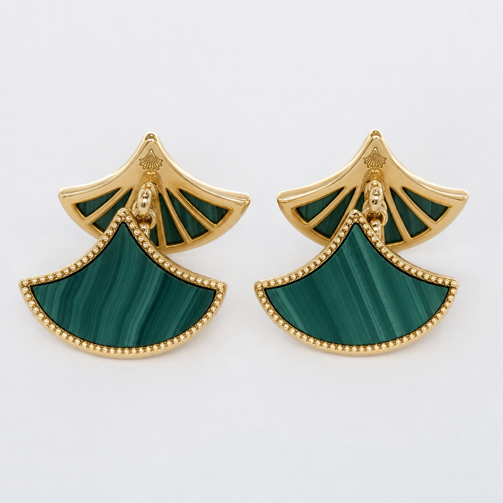 Dôme Malachite double motif cufflinks in 18kt gold vermeil over sterling silver | Cirque D'Or Canada USA