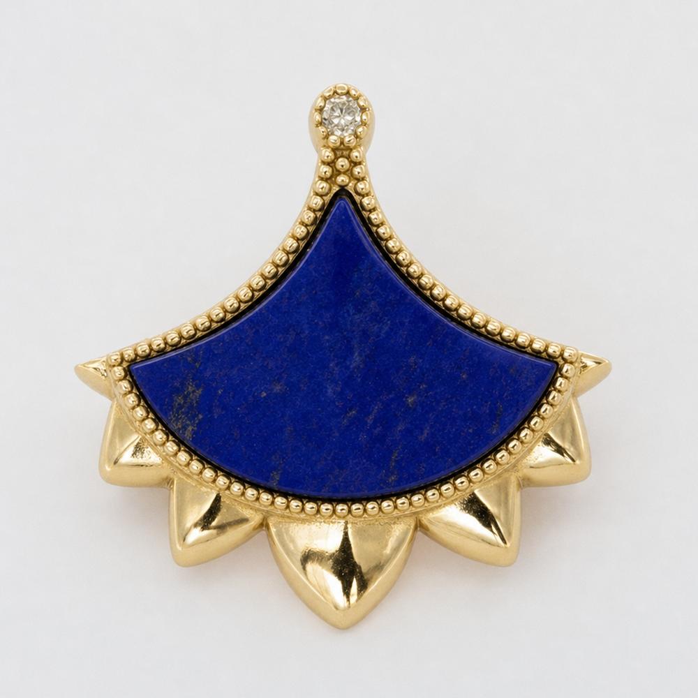 Dôme lapis single motif brooch in 18kt gold vermeil over sterling silver | Cirque D'Or Canada USA