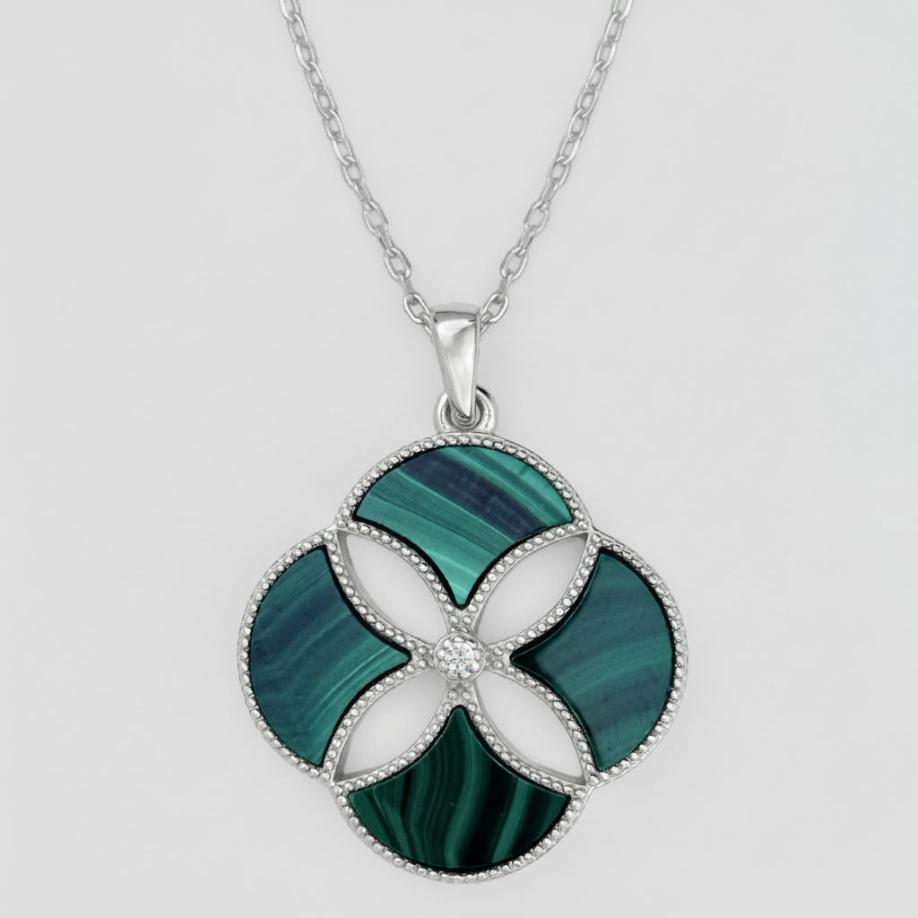 Dôme Gemstone 4 Motif Pendant Plated  in Rhodium | Cirque D'Or Canada USA