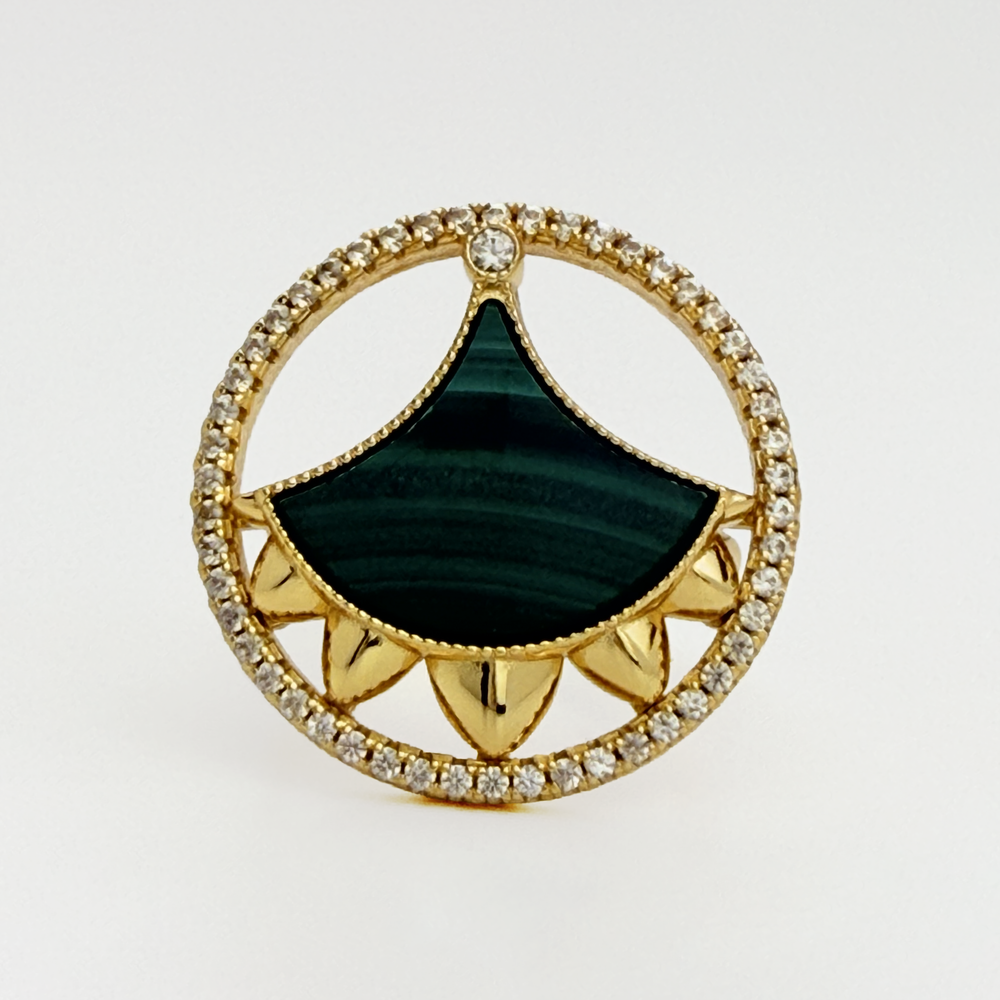Dôme Malachite Statement Single Motif Ring Plated in Vermeil| Cirque D'Or Canada USA