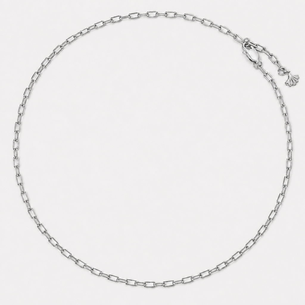 Tempo Sequence paperclip chain necklace in rhodium-plated sterling silver | Cirque D'Or Canada USA