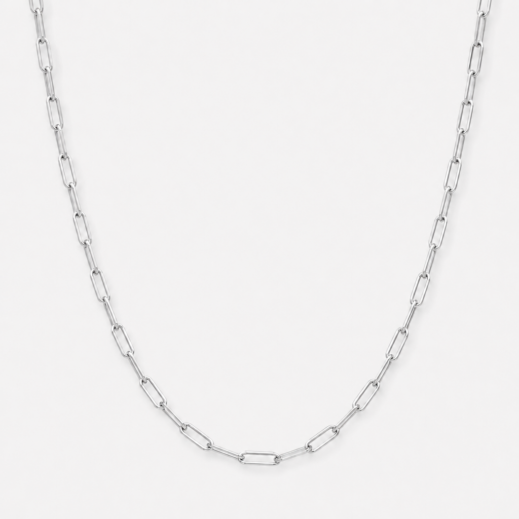 Tempo Sequence paperclip chain necklace in rhodium-plated sterling silver | Cirque D'Or Canada USA