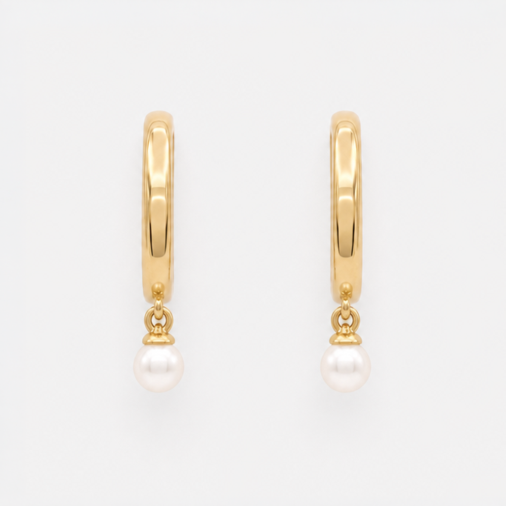 Tempo Orbit freshwater pearl hoop earrings in 18kt gold vermeil over sterling silver | Cirque D'Or Canada USA