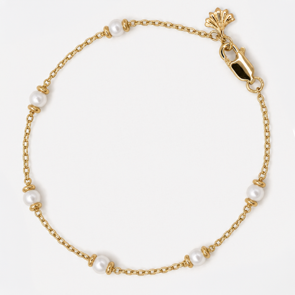Tempo Cadence Freshwater Pearl Bracelet in 18kt gold vermeil over sterling silver with evenly spaced pearl stations | Cirque D'Or Canada USA