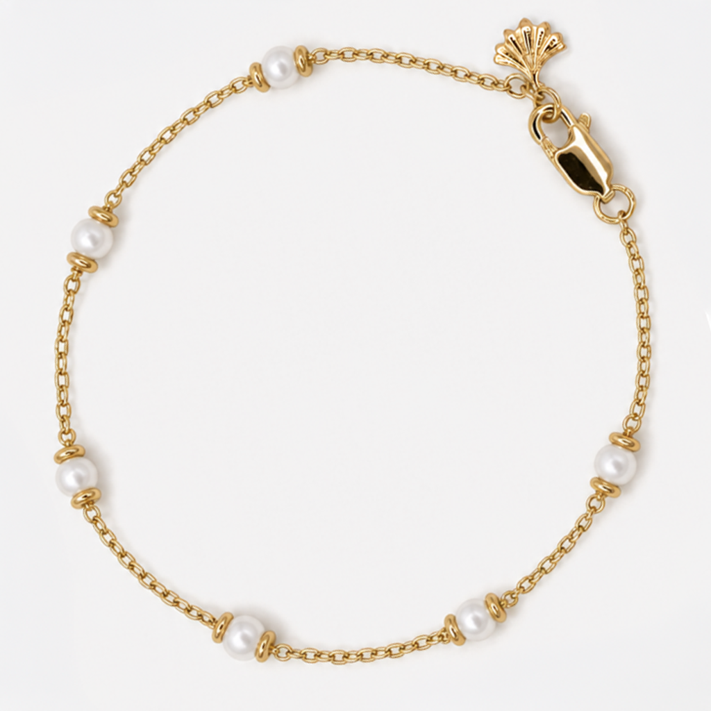 Tempo Cadence Freshwater Pearl Bracelet in 18kt gold vermeil over sterling silver with evenly spaced pearl stations | Cirque D'Or Canada USA