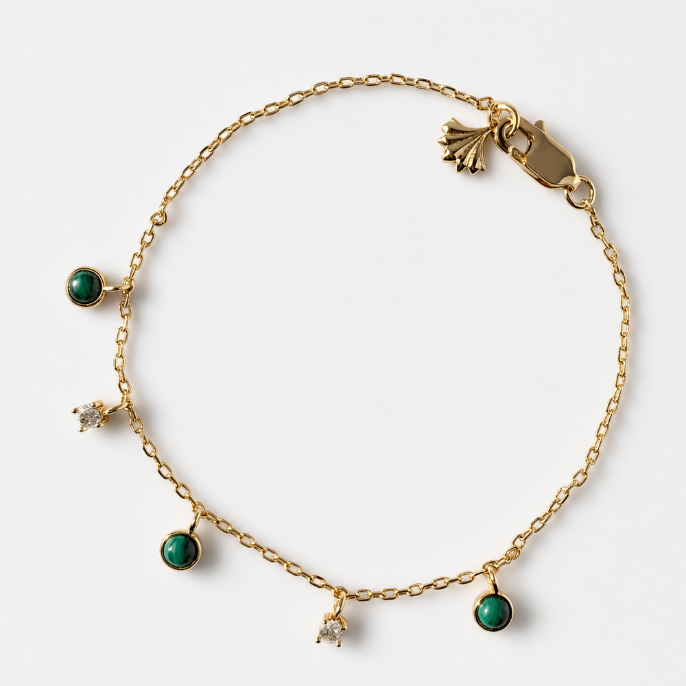 Tempo Alternance malachite and zircon bracelet in 18kt gold vermeil | Cirque D'Or Canada USA