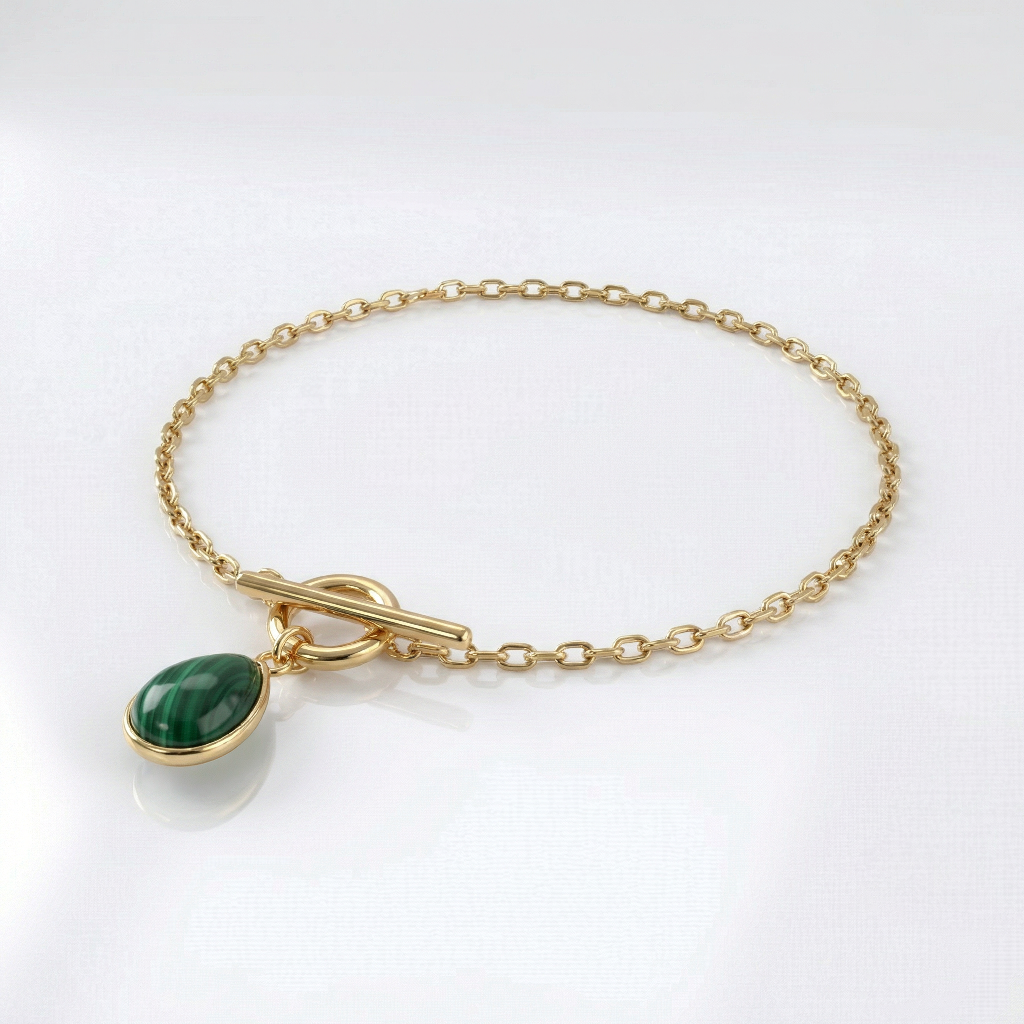 Tempo Anchor malachite toggle bracelet in 18kt gold vermeil over sterling silver | Cirque D'Or Canada USA
