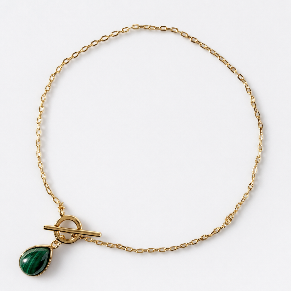 Tempo Anchor malachite toggle bracelet in 18kt gold vermeil over sterling silver | Cirque D'Or Canada USA