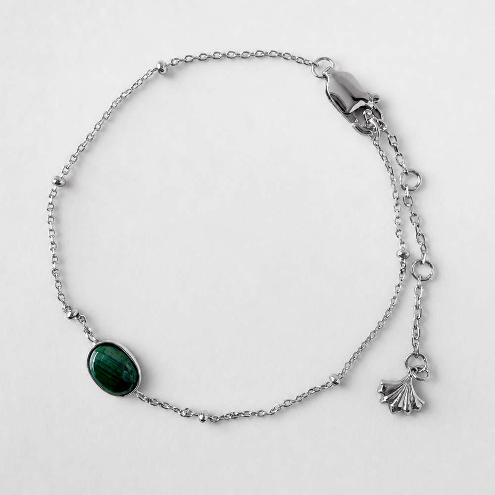 Tempo Interval malachite bracelet in rhodium-plated sterling silver | Cirque D'Or Canada USA