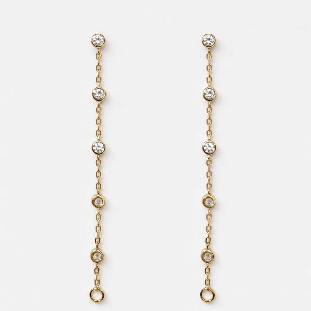Tempo Line zircon stud earrings in 18kt gold vermeil over sterling silver | Cirque D'Or Canada USA