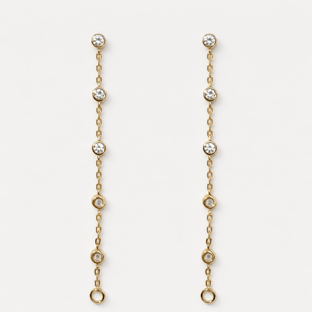 Tempo Line zircon stud earrings in 18kt gold vermeil over sterling silver | Cirque D'Or Canada USA