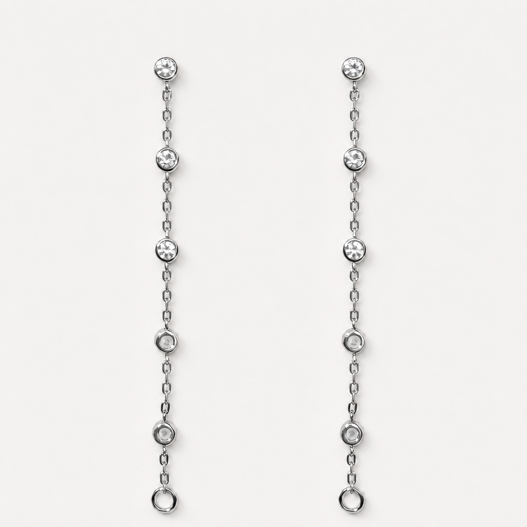 Tempo Line zircon stud earrings in rhodium-plated sterling silver | Cirque D'Or Canada USA