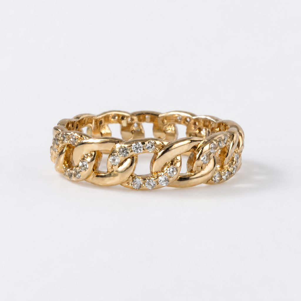 Tempo Link Pavé ring in 18kt gold vermeil with zircon | Cirque D'Or Canada USA