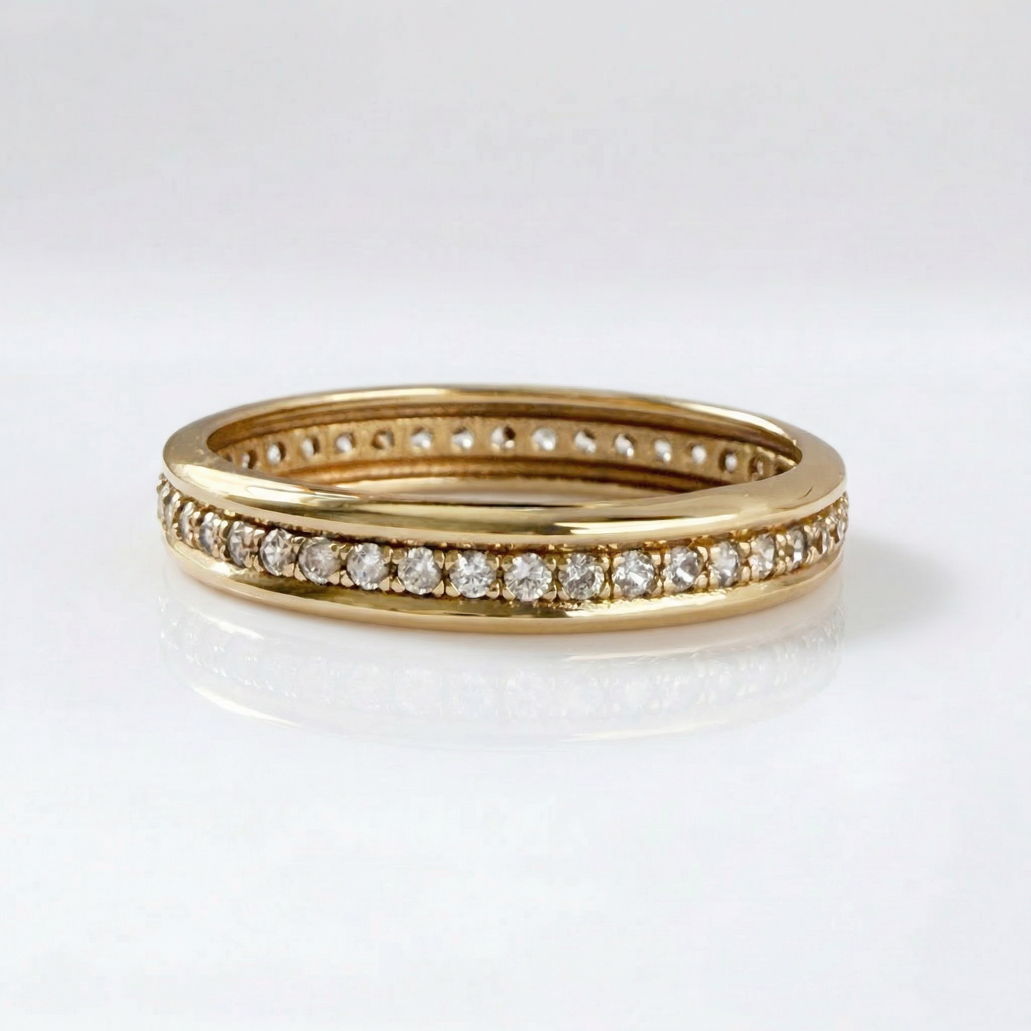 Zircon band ring in 18kt gold vermeil over sterling silver, displayed on neutral background | Cirque D'Or Canada USA
