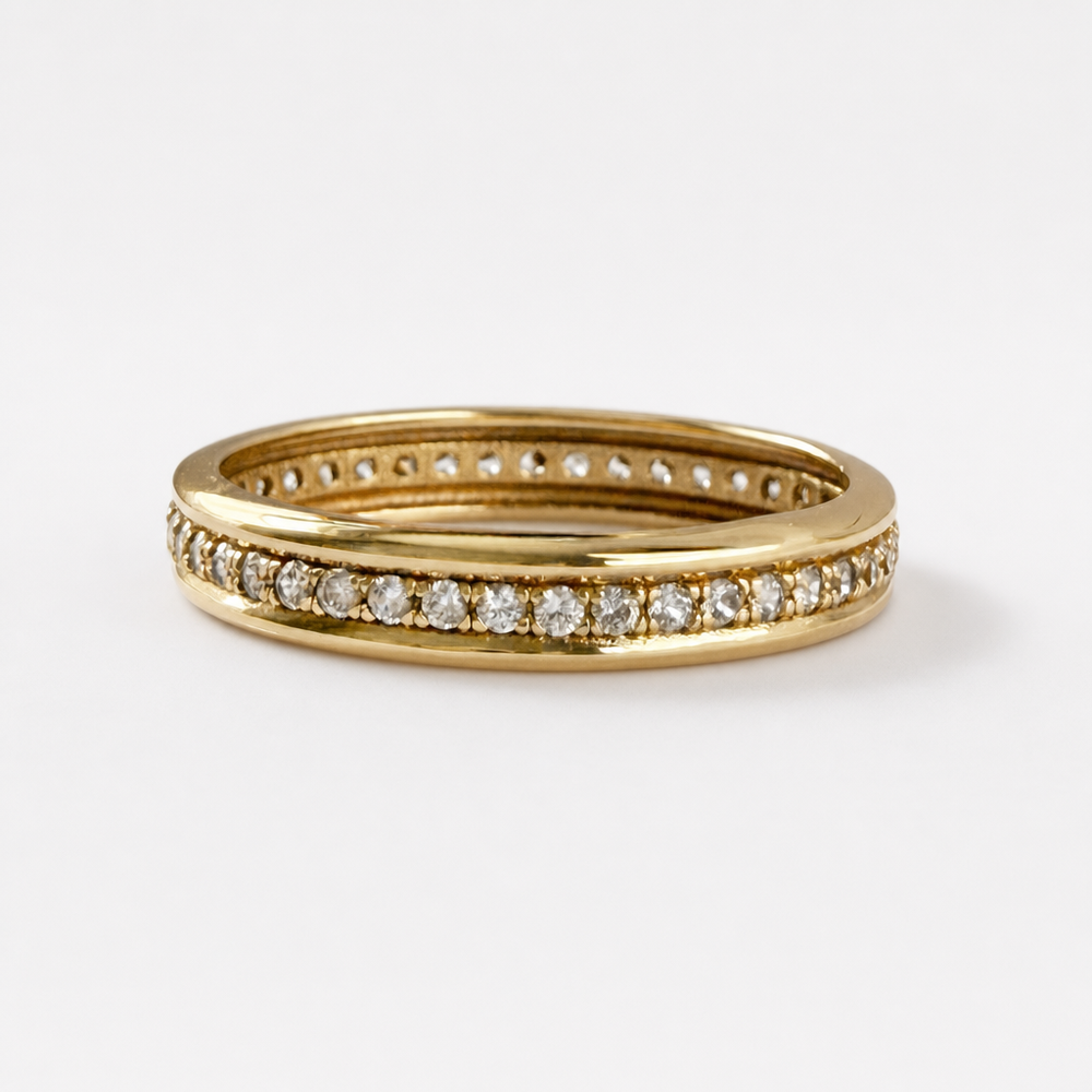 Zircon band ring in 18kt gold vermeil over sterling silver, displayed on neutral background | Cirque D'Or Canada USA
